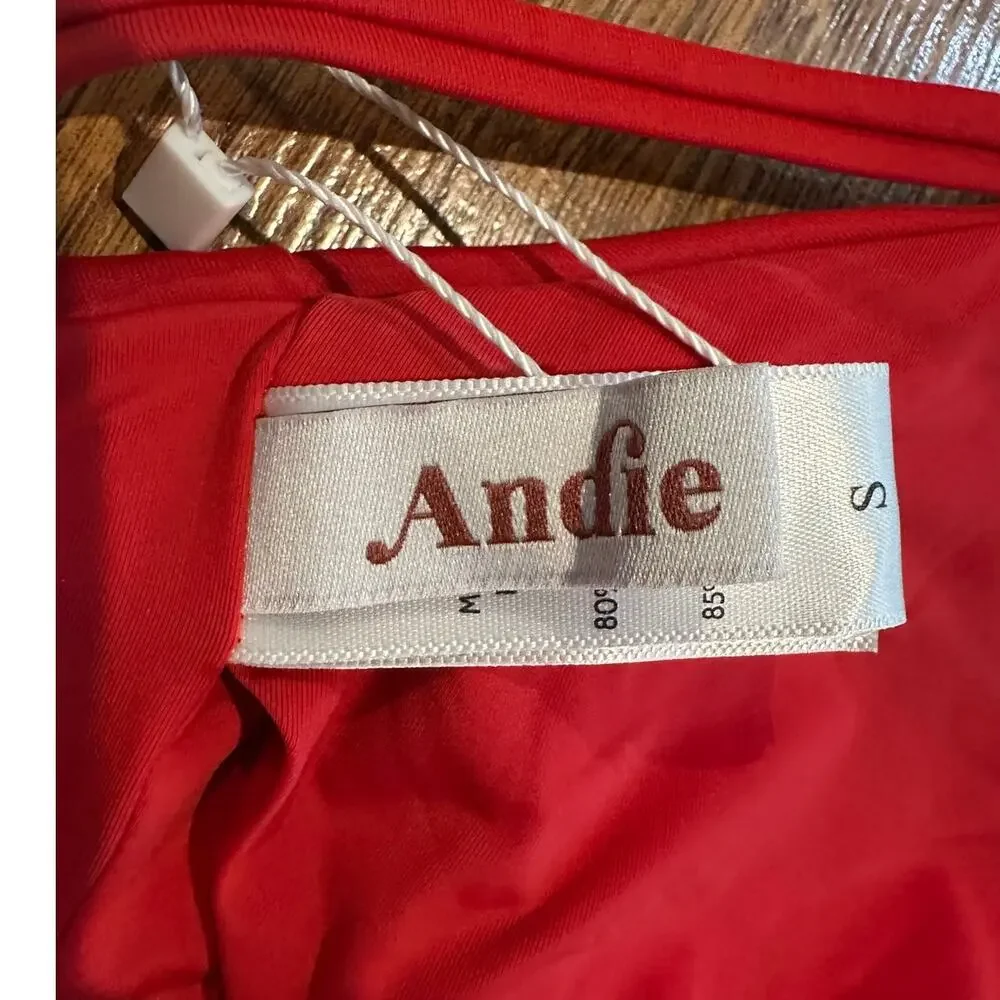 Andie Valencia Bikini Top Women’s Small Red NWT Swim Top Supportive Minimalist - Picture 6 of 9